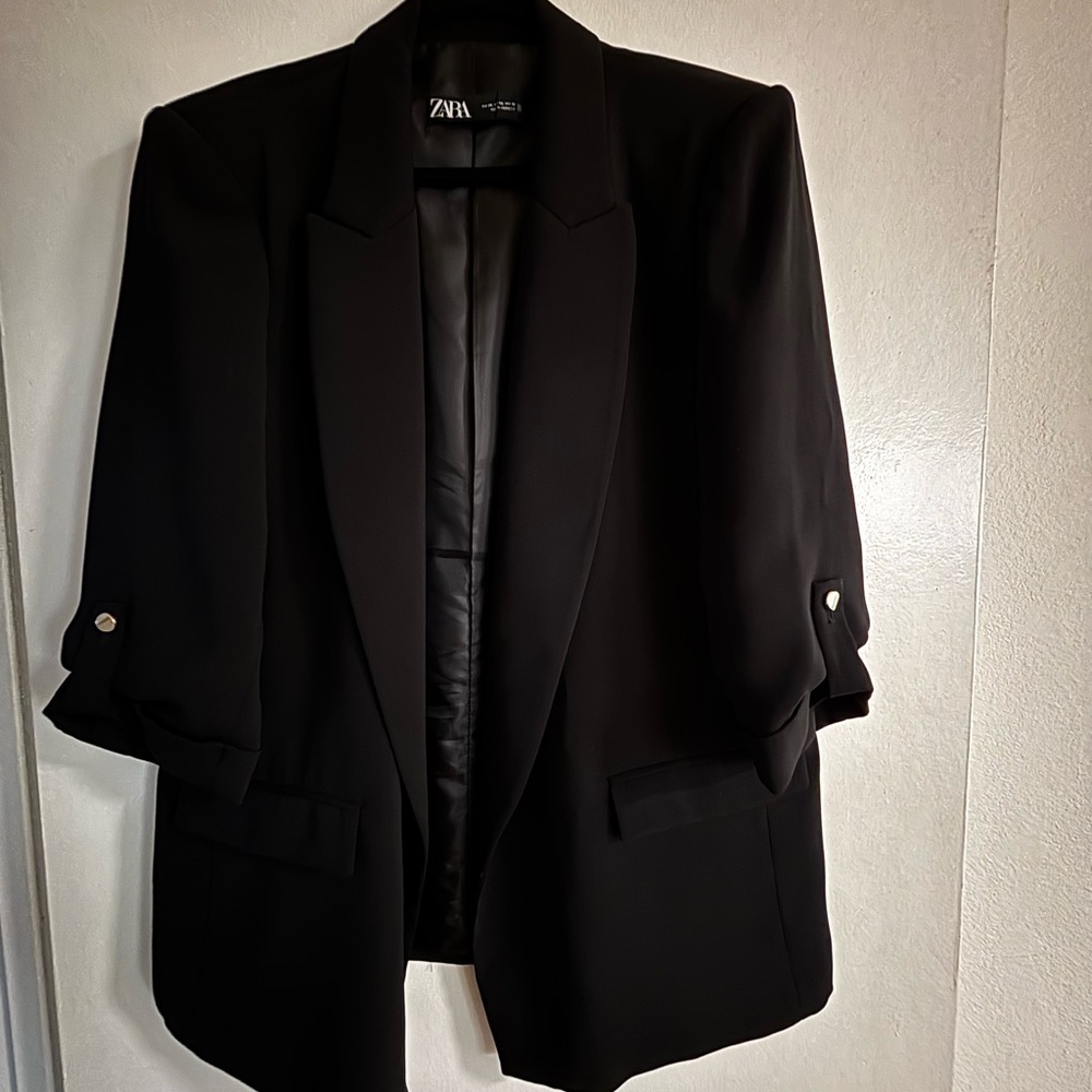 Zara Classic Black Jacket with rolled up sleeves